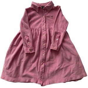 Ralph Lauren Pink Button Down Polo Collared Long Sleeve Dress - 3T
